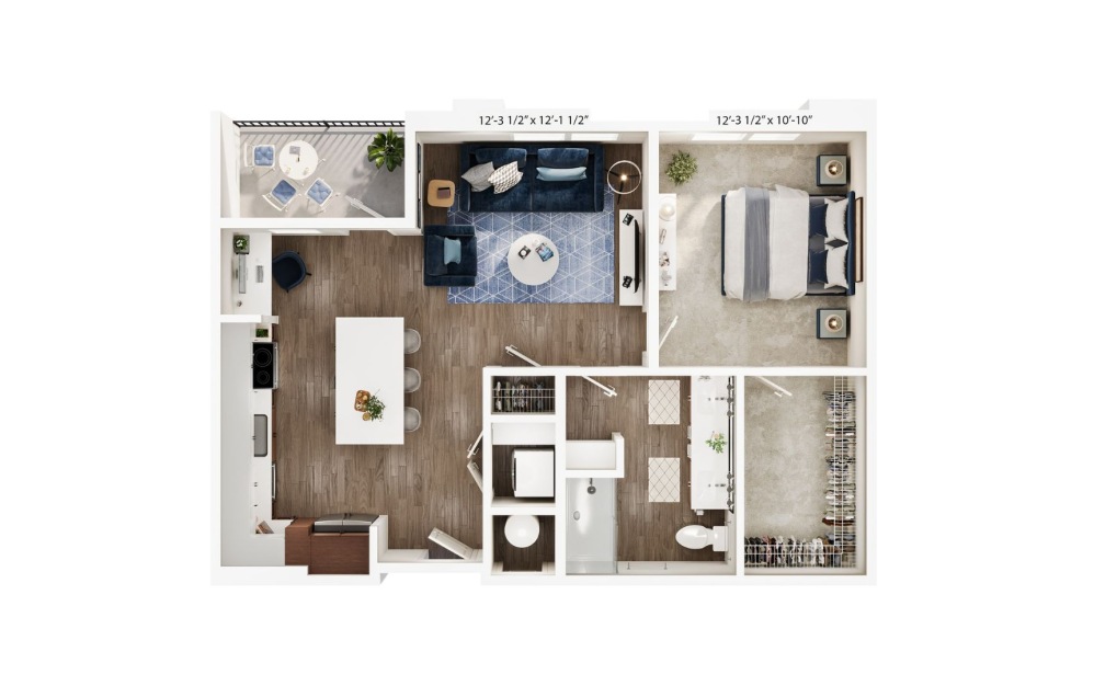 A3 - 1 bedroom floorplan layout with 1 bathroom and 774 square feet A3 - 1 bedroom floorplan layout with 1 bathroom and 774 square feet