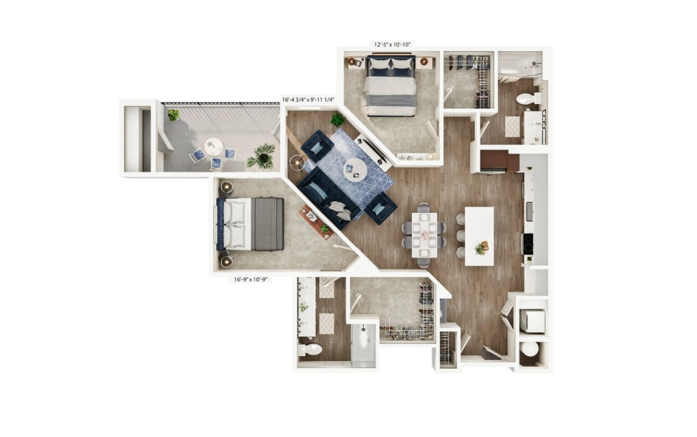 B3 - 2 bedroom floorplan layout with 2 bathrooms and 1153 square feet B3 - 2 bedroom floorplan layout with 2 bathrooms and 1153 square feet
