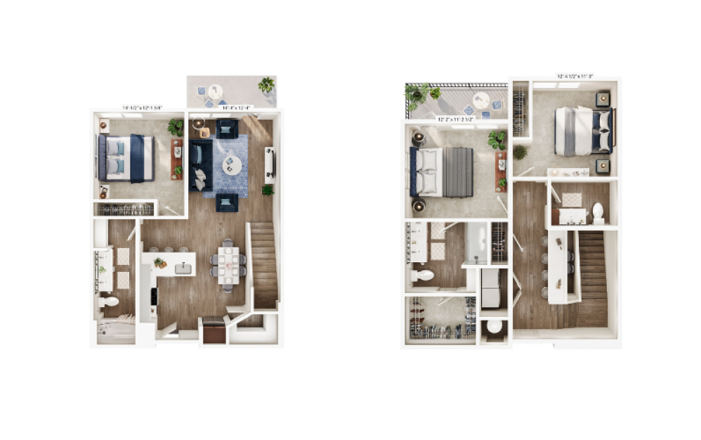 Townhome-3 - 3 bedroom floorplan layout with 2.5 bathrooms and 1540 square feet Townhome-3 - 3 bedroom floorplan layout with 2.5 bathrooms and 1540 square feet
