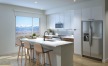 large window in kitchen with island